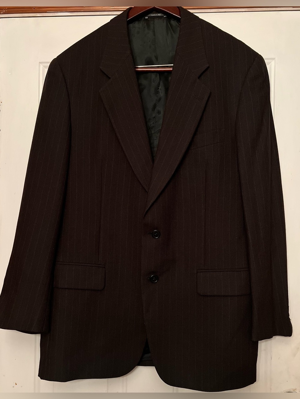 SanRemo Made in Italy Virgin Wool Pinstripe Blazer Sport Coat - Men’s 42L - Picture 2 of 6